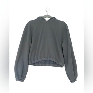 Abercrombie & Fitch Cropped Sunday Hoodie in Slate Blue, Size M